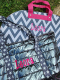 Gray and Hot Pink Chevron Garment Bag