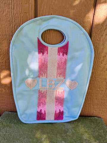 Beaded Hearts and Stripe Keyhole Bag