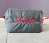Girls Gray and Hot Pink Toiletry Bag