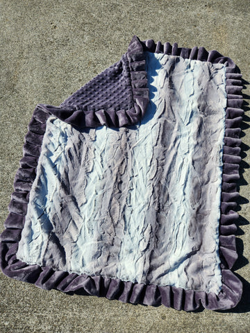 Charcoal Ruffle Ombre Gray Blanket