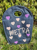Multi Color Hearts Denim Keyhole Bag