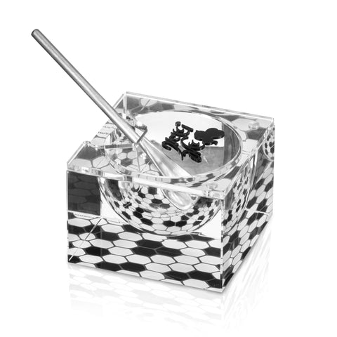 Onyx Honey Dish with Silver Spoon