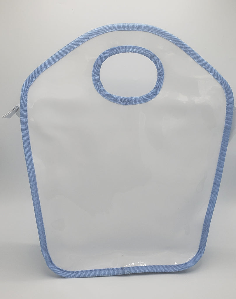 White and Light Blue Vinyl Keyhole Bag