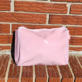 Powder Pink and White Vinyl Toiletry Pouch