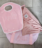 Powder Pink and White Vinyl Keyhole Bag