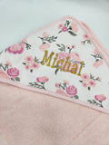 Soft Pink Petals Hooded Towel and Washcloth Set
