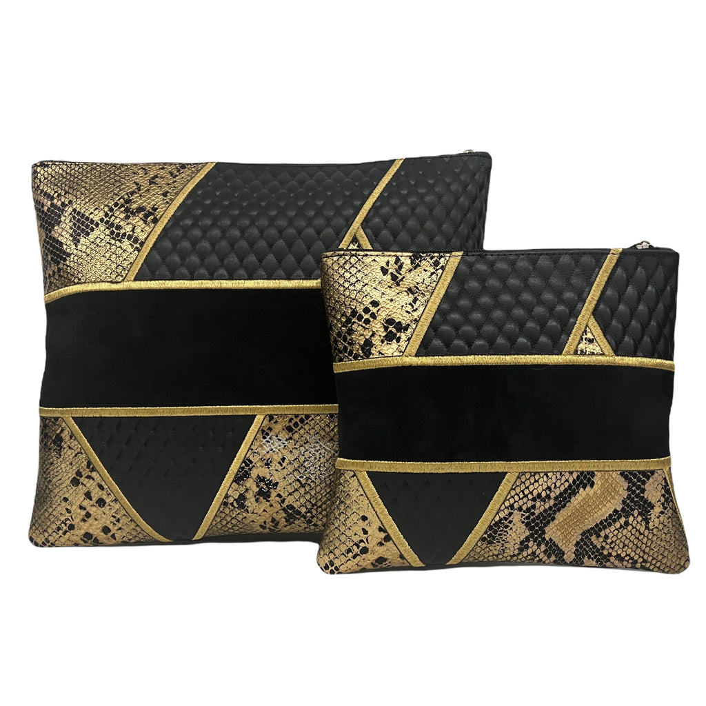Multi-Textured - Golden Snake/Black/Black Suede Tallis/Tefillin bag