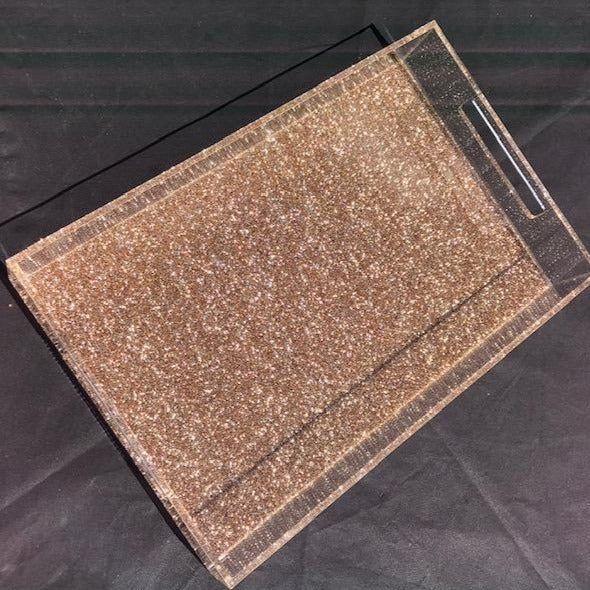 Large Gold Glitter Tray with Handles