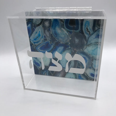 Blue Agate Square Matzah Box