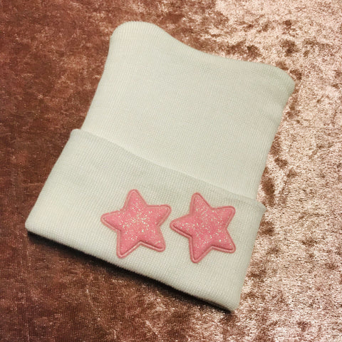 Pink Sparkle Star Hospital Hat