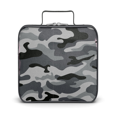 Grey Camo Color Block Canvas Insulated Lunch Box