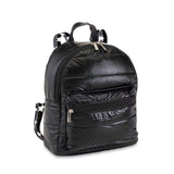 Black Puffer Mini Backpack w/ Grey Black Split Star Straps