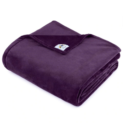 BiggerBee Minky Throw Blanket Solid Jewel Purple