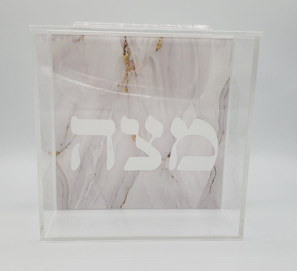 Pearl and Gold Square Matzah Box