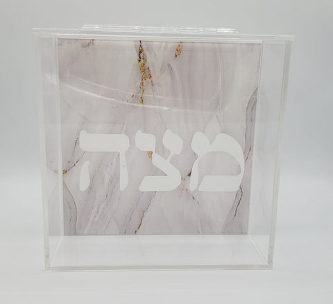Pearl and Gold Square Matzah Box