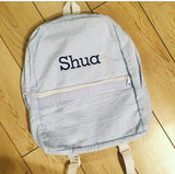 Light Blue Seersucker Backpack