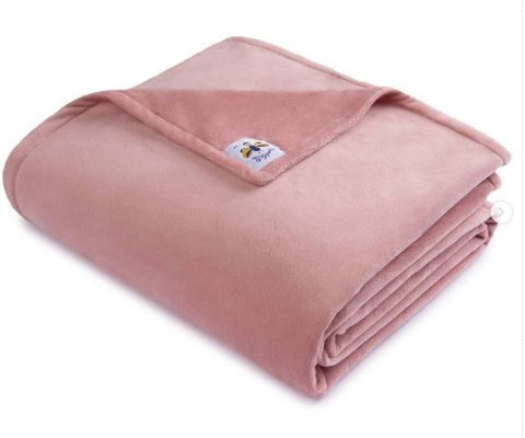 BiggerBee Minky Throw Blanket Solid Dusty Pink